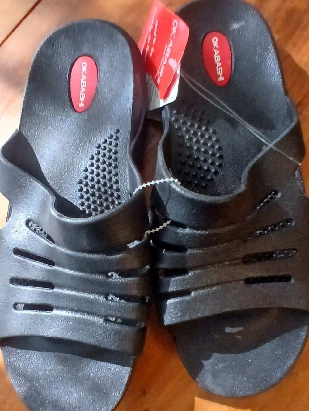 Men's Black OKABASHI Eurosport Slide Sandals.  Size LL. (9-10) NWT